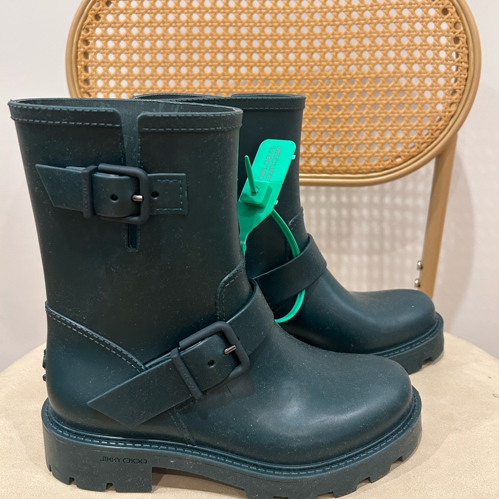 Jimmy Choo YAEL Moto Style Short Rain Booties